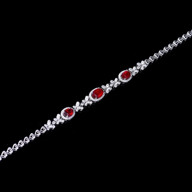 14k Gold 1.76 Ctw Natural Ruby & Diamond Bracelet - 4