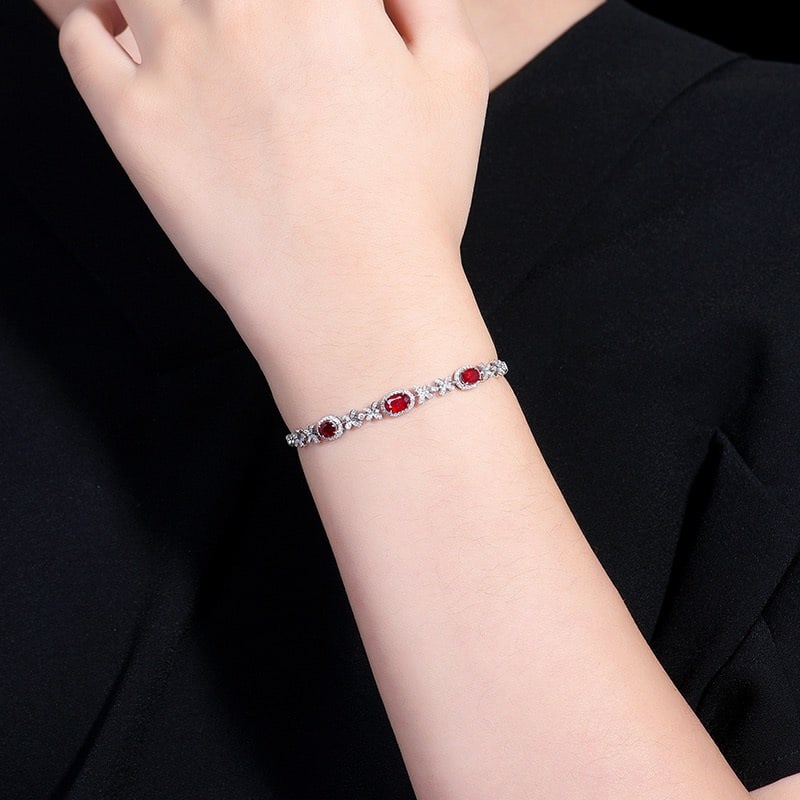 14k Gold 1.76 Ctw Natural Ruby & Diamond Bracelet - 6