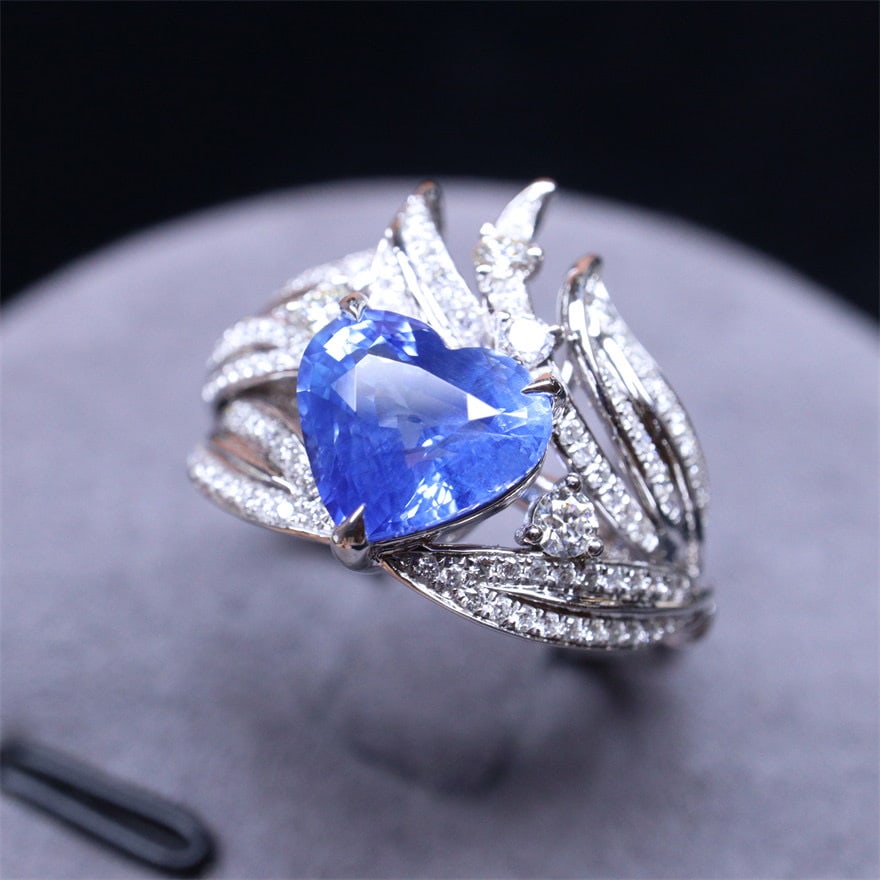 14k Gold 2.53 Ctw Natural Sapphire & Diamond Ring - 4