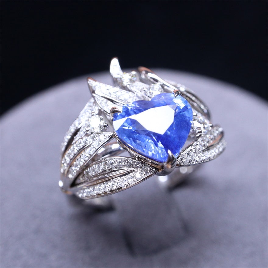 14k Gold 2.53 Ctw Natural Sapphire & Diamond Ring - 5