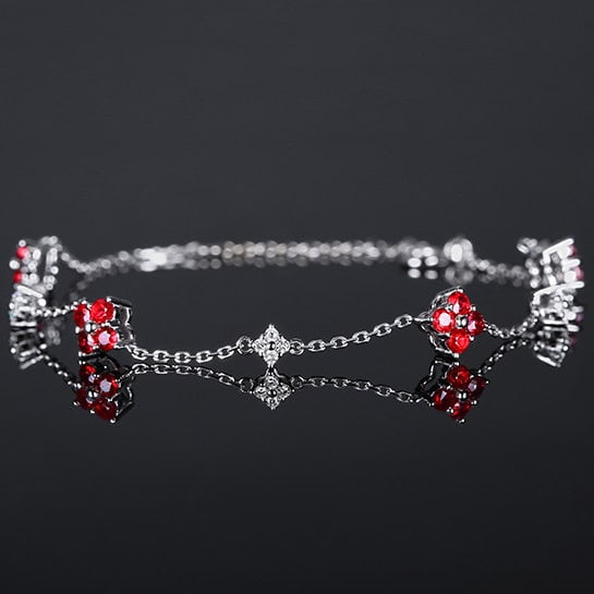 14k Gold 1.17 Ctw Natural Ruby & Diamond Bracelet - 2