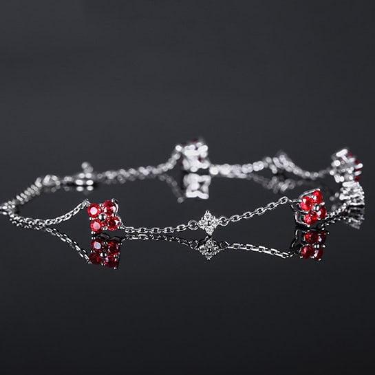 14k Gold 1.17 Ctw Natural Ruby & Diamond Bracelet - 3