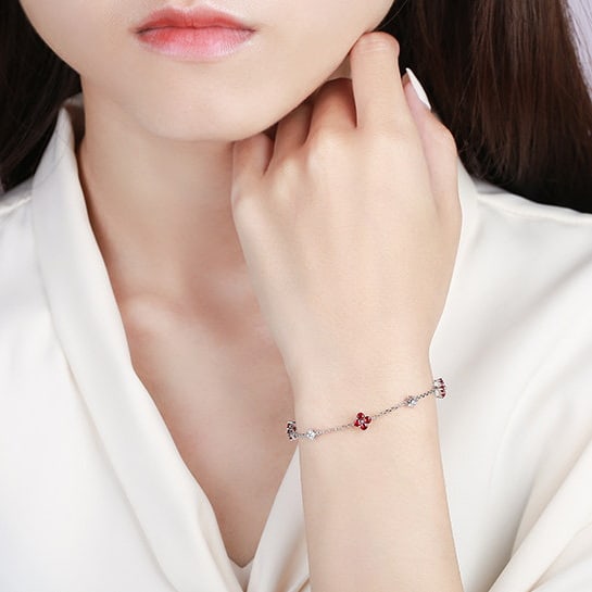 14k Gold 1.17 Ctw Natural Ruby & Diamond Bracelet - 5