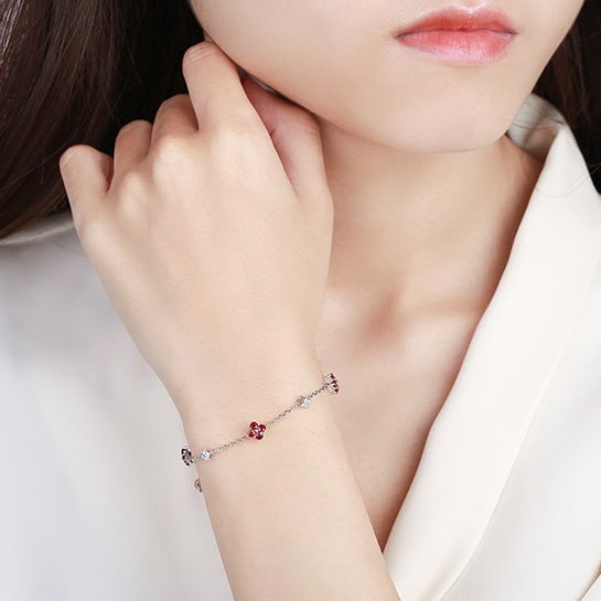 14k Gold 1.17 Ctw Natural Ruby & Diamond Bracelet - 6