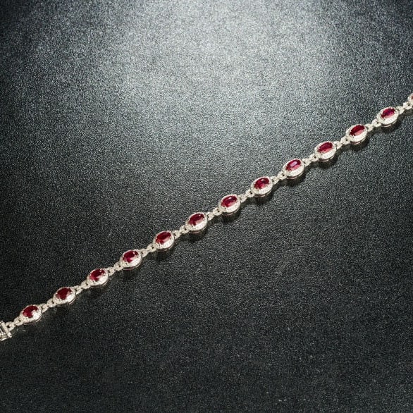 14k Gold 5.16 Ctw Natural Ruby & Diamond Bracelet - 5