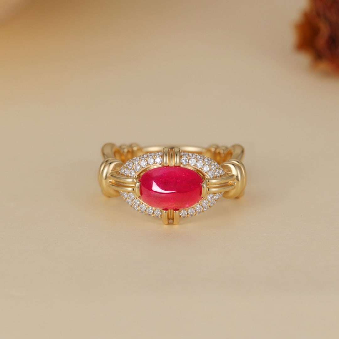 14k Gold 2.24 Ct Natural Ruby & Diamond Ring - 2