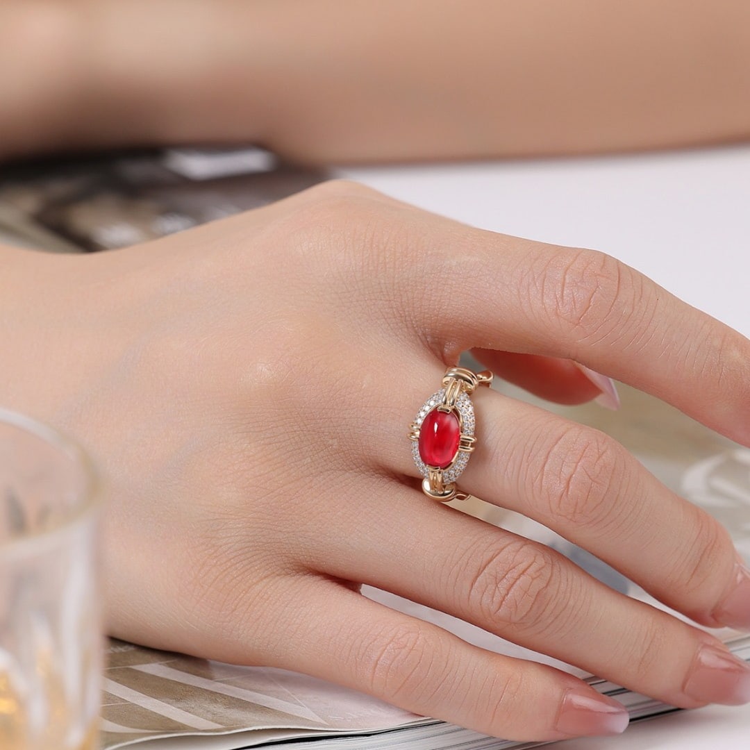 14k Gold 2.24 Ct Natural Ruby & Diamond Ring - 4