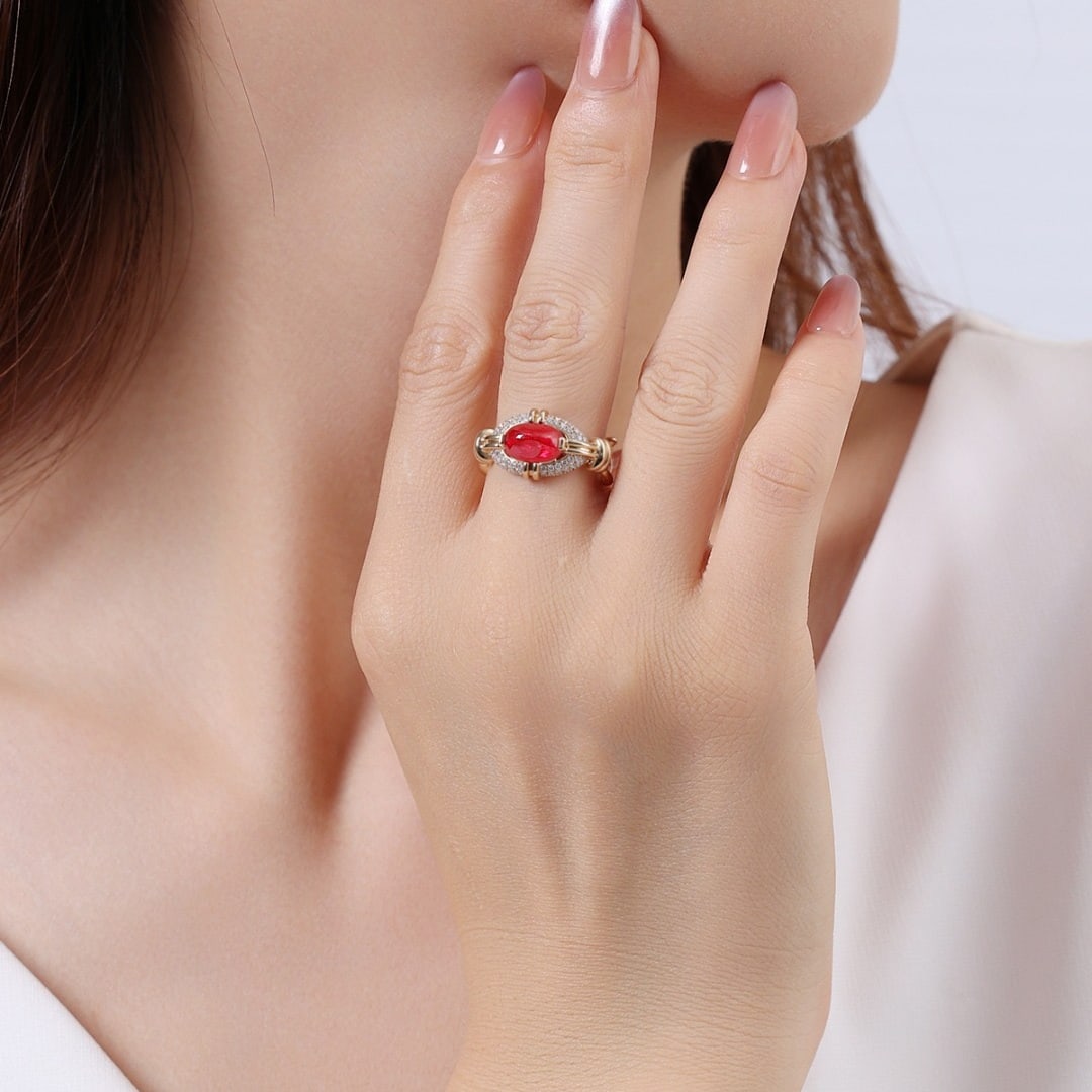 14k Gold 2.24 Ct Natural Ruby & Diamond Ring - 5