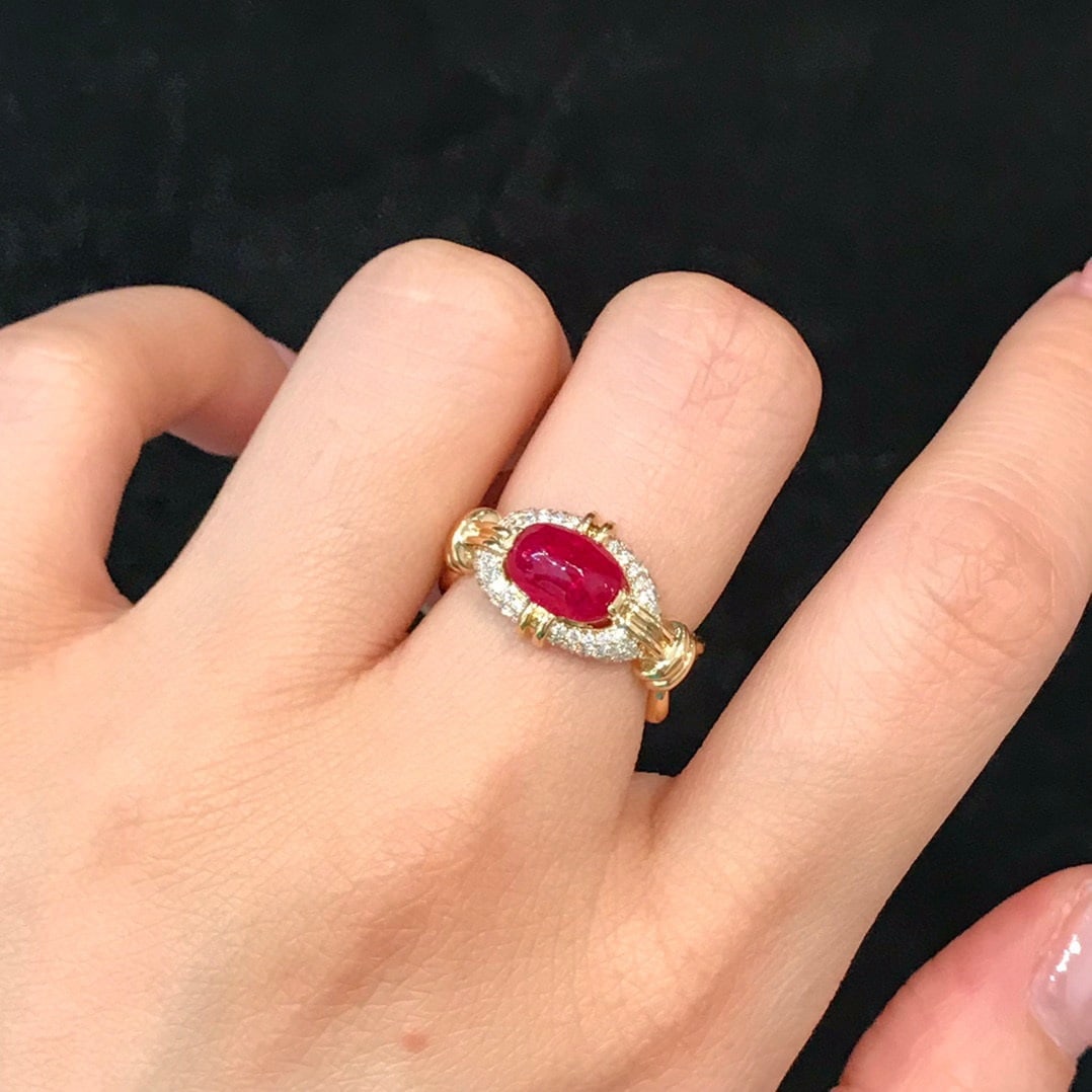 14k Gold 2.24 Ct Natural Ruby & Diamond Ring - 7
