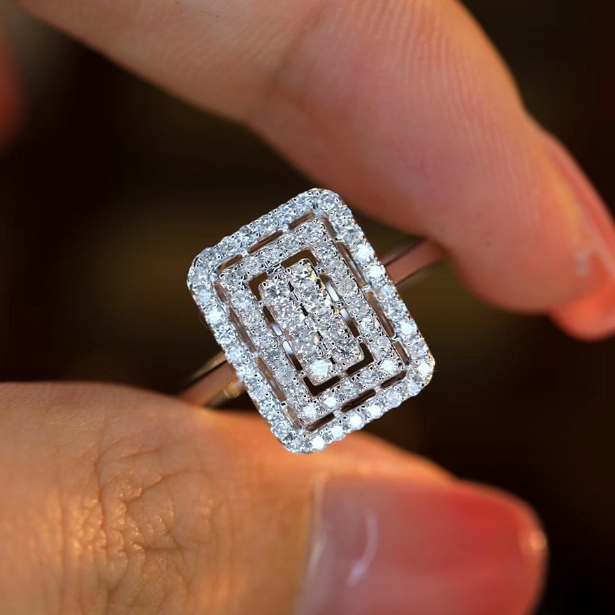 14k Gold 0.5 Ct Natural H Diamond Ring - 4