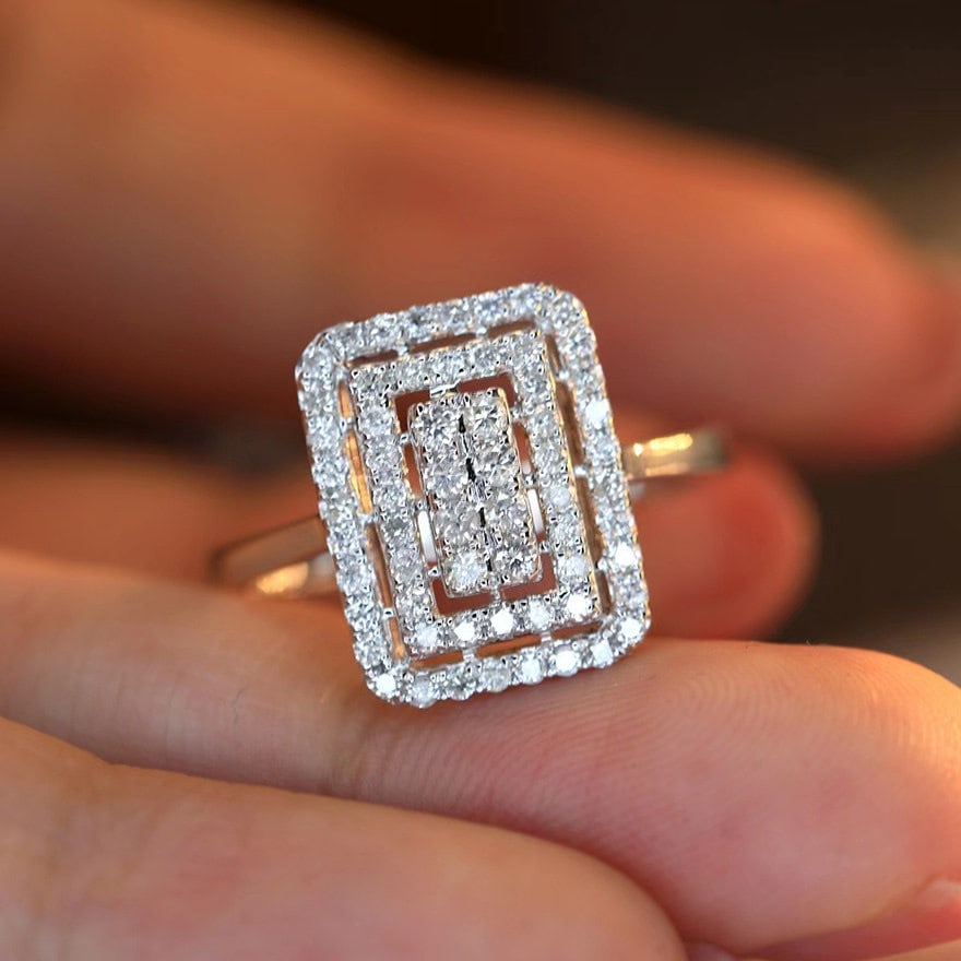 14k Gold 0.5 Ct Natural H Diamond Ring - 5