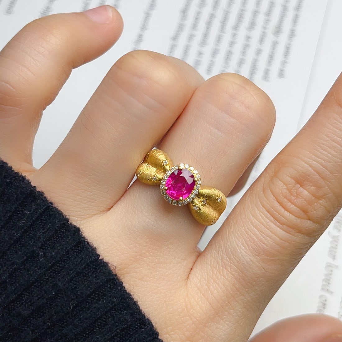 14k Gold 1.15 Ct Natural Ruby & Diamond Ring - 6