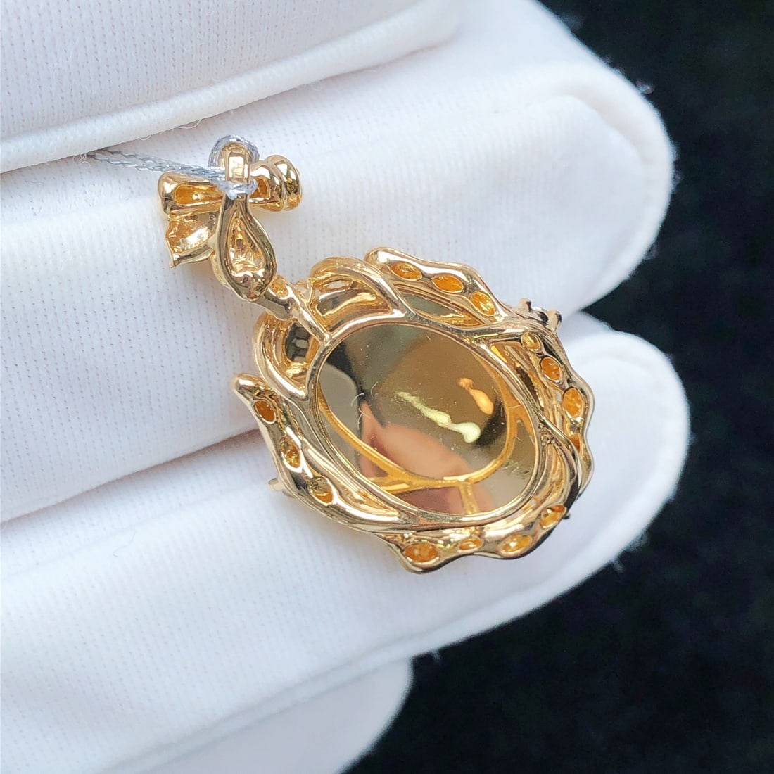 14k Gold 4.12 Ctw Natural Opal & Diamond Pendant( Without Chain ) - 5