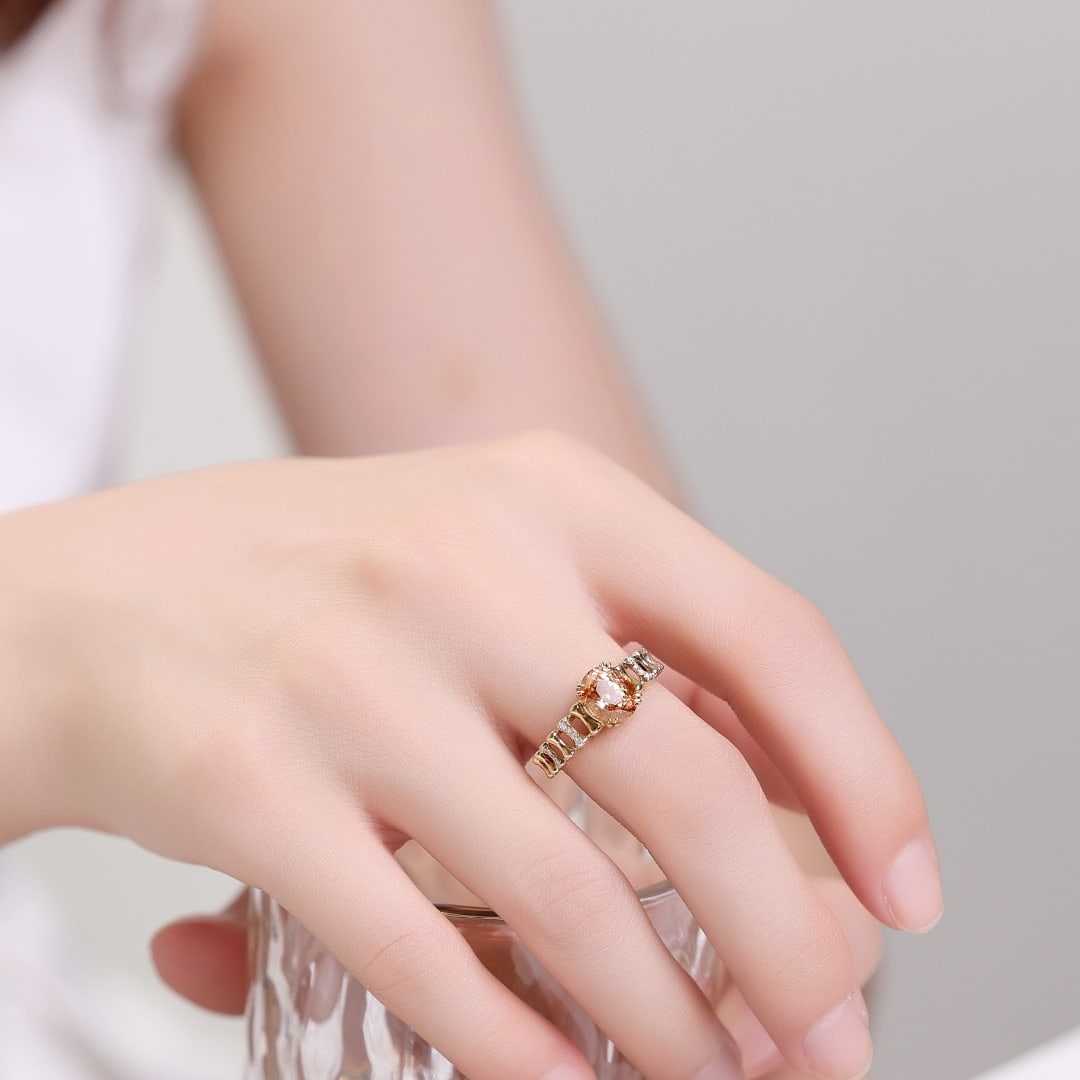 14k Gold 2.06 Ct Natural Padparadscha Sapphire & Diamond Ring - 5