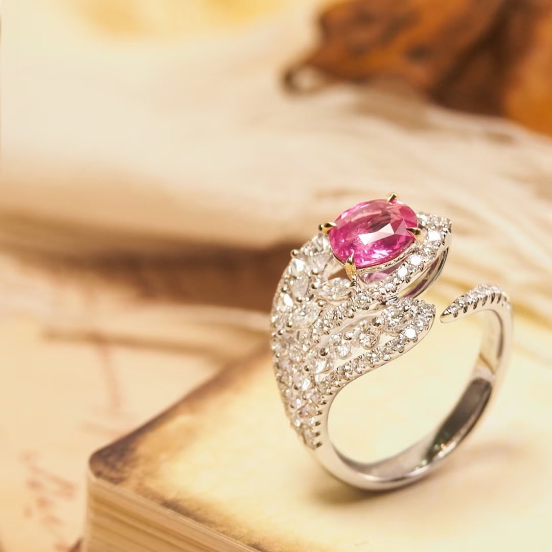 14k Gold 1.52 Ct Natural Sapphire & Diamond Ring - 4