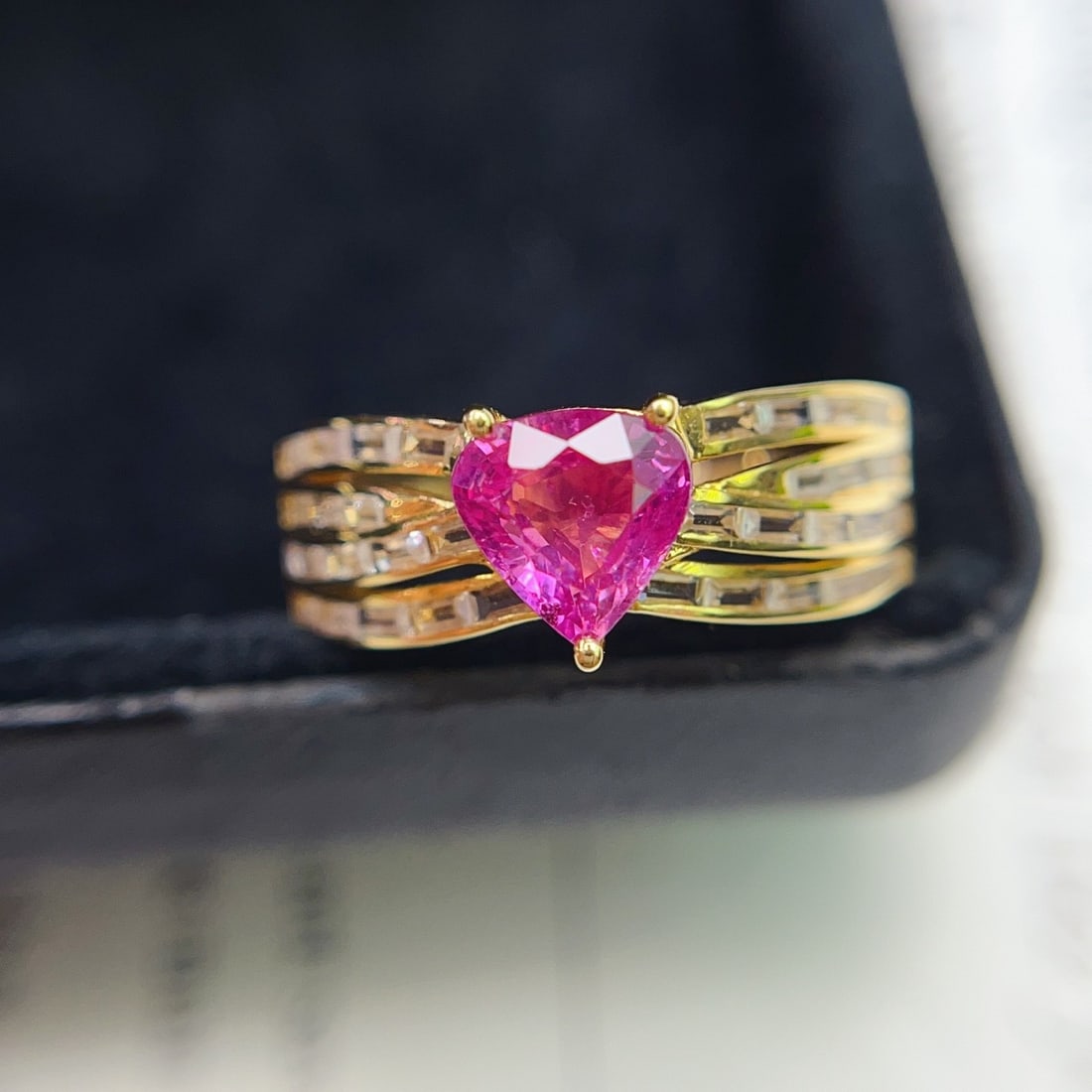 14k Gold 1.10 Ct Natural Ruby & Sapphire Ring - 5