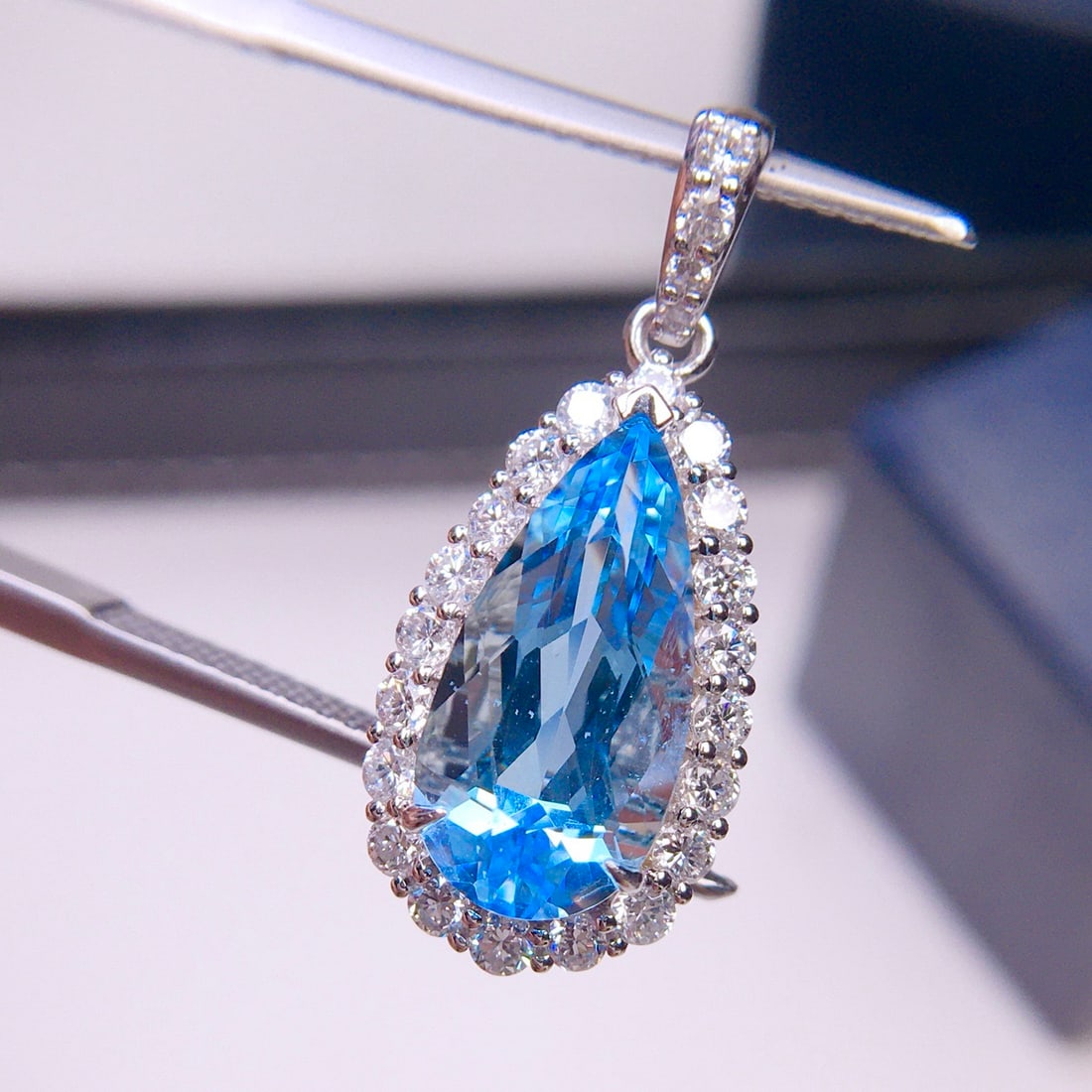 14k Gold 2.91 Ct Natural Aquamarine & Diamond Pendant( Without Chain ) - 6