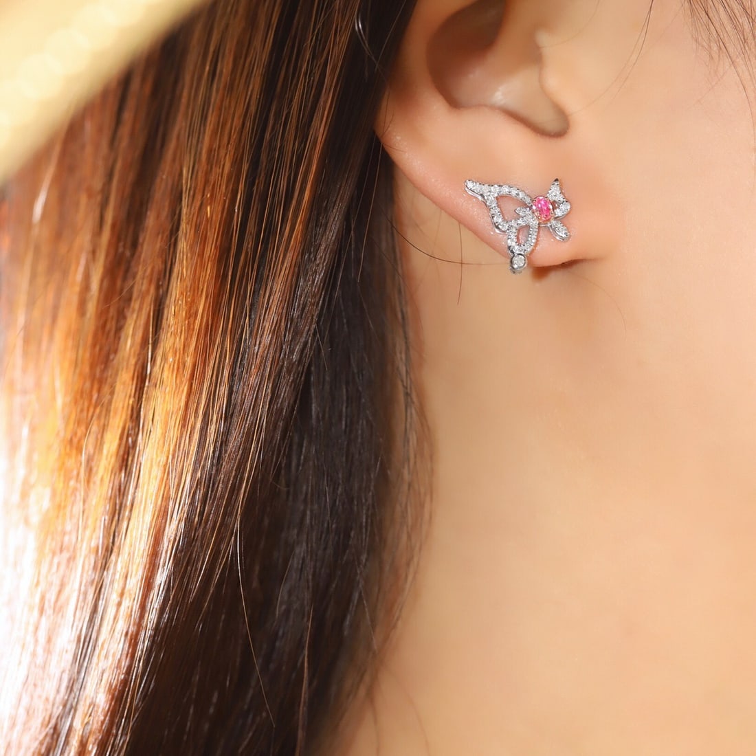 14k Gold 0.66 Ctw Natural Pink Diamond & Diamond Earrings - 5