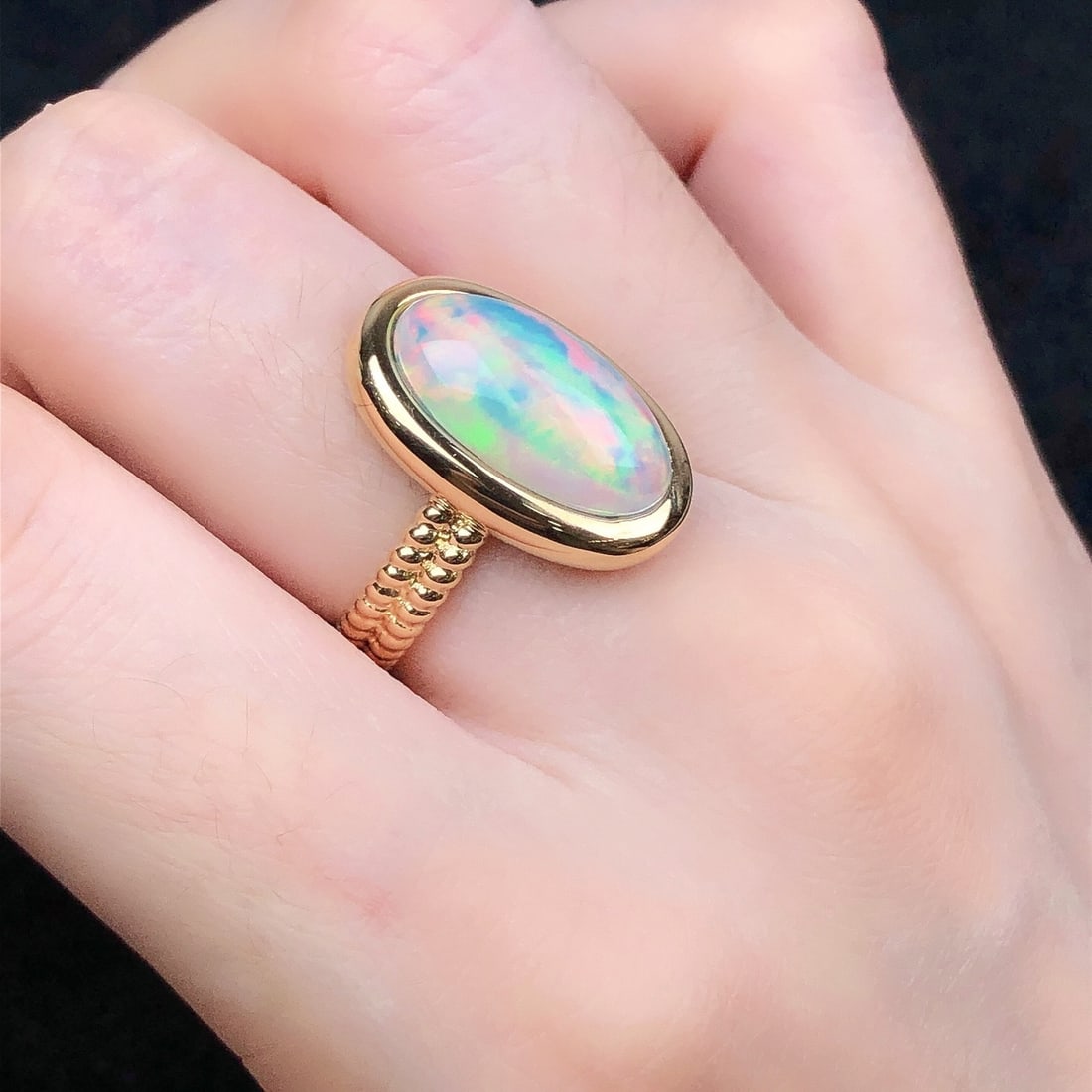14k Gold 4.36 Ct Natural Opal Ring - 8