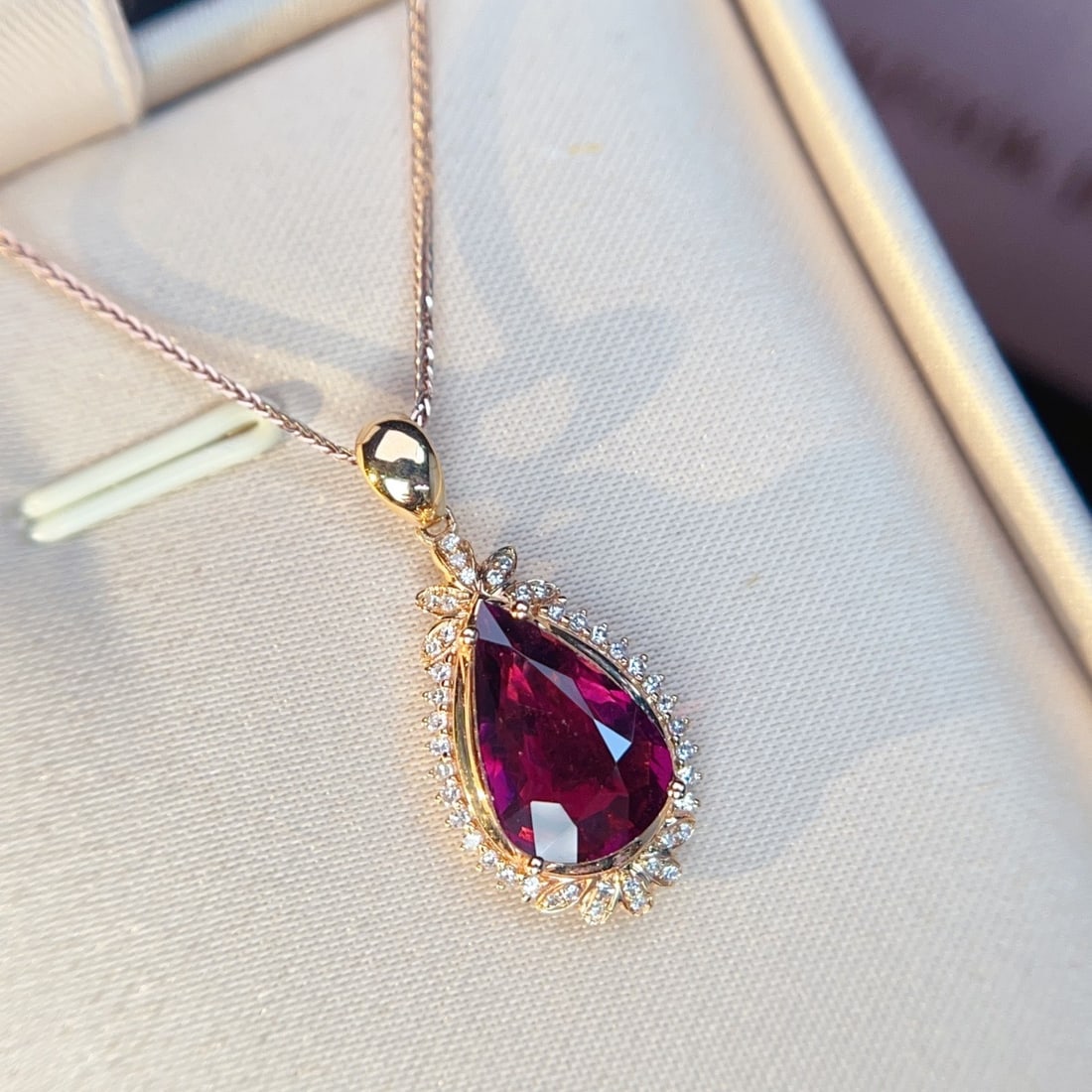 14k Gold 3.72 Ctw Natural Tourmaline & Diamond Pendant( Without Chain ) (1 of 5)