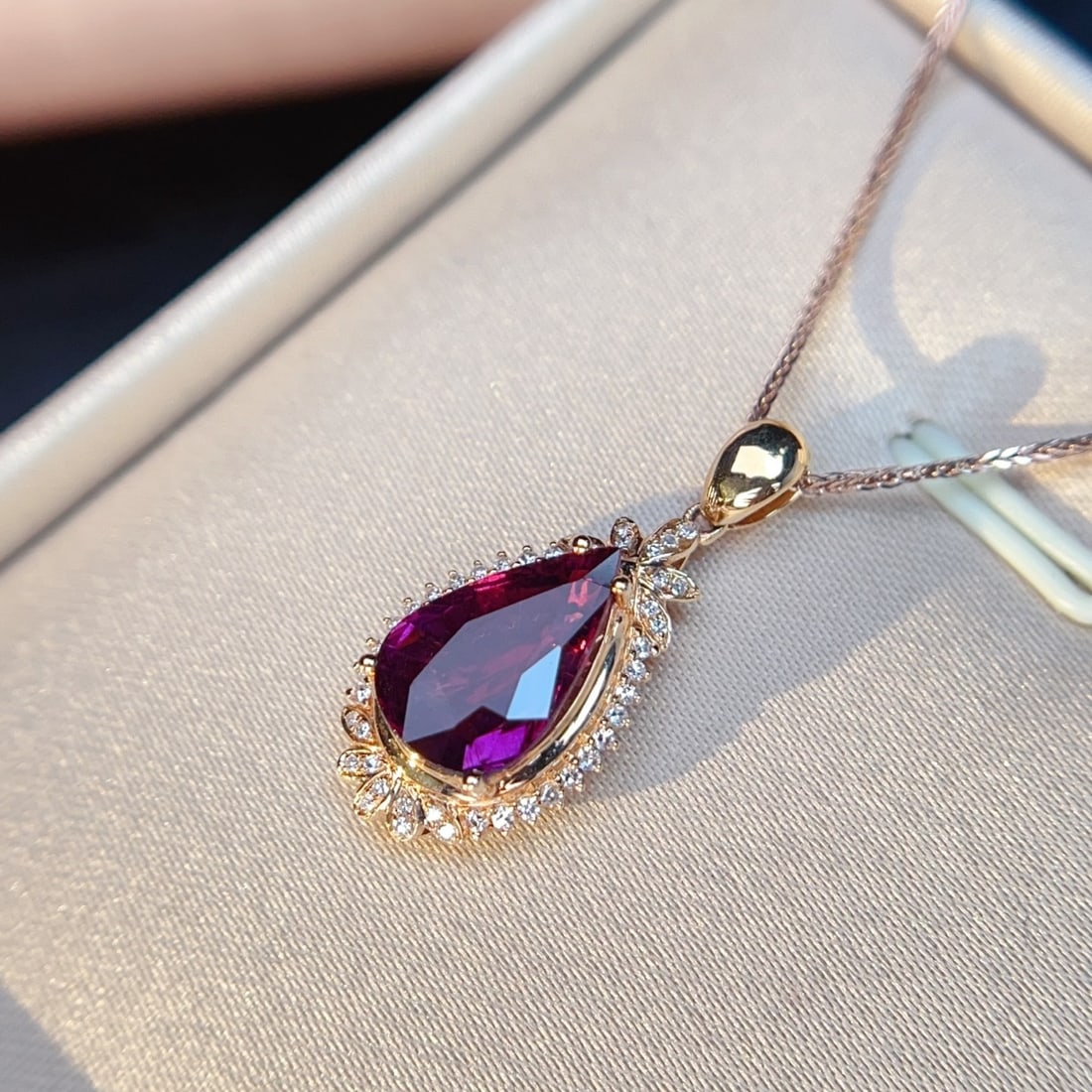 14k Gold 3.72 Ctw Natural Tourmaline & Diamond Pendant( Without Chain ) - 3