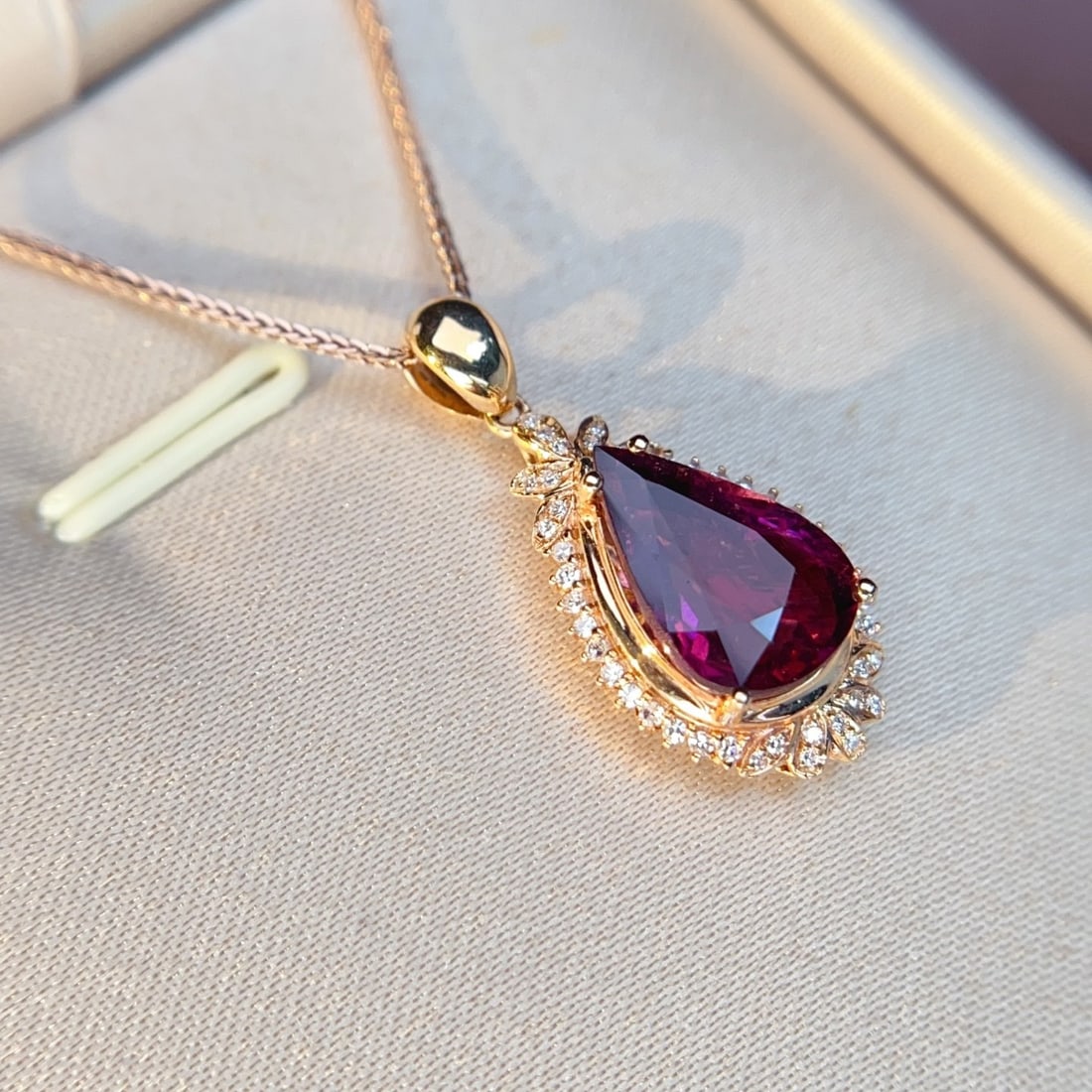 14k Gold 3.72 Ctw Natural Tourmaline & Diamond Pendant( Without Chain ) - 4