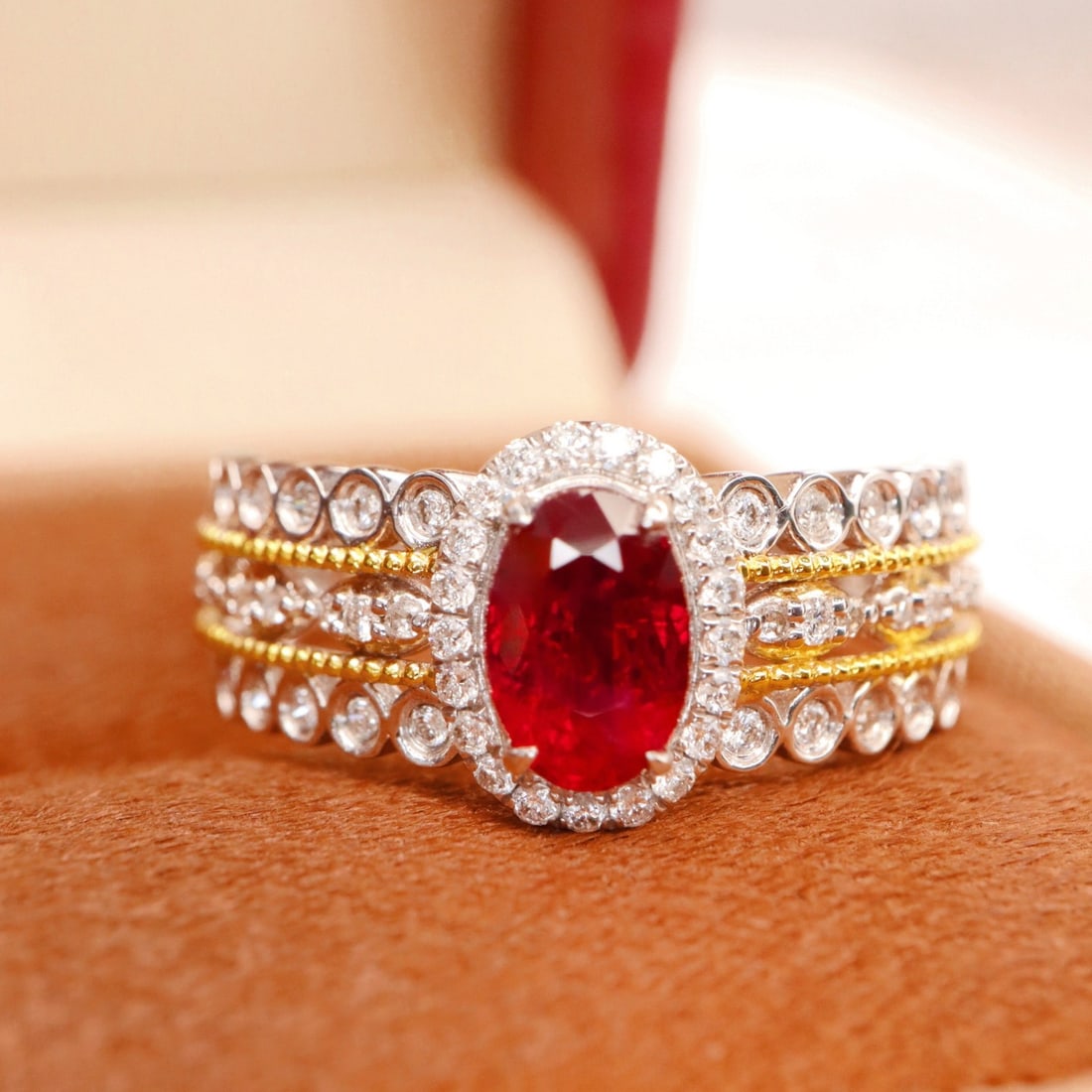14k Gold 1.04 Ctw Vivid Red Natural Ruby & Diamond Ring - 3