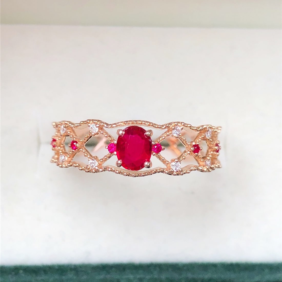 14k Gold 0.33 Ctw Natural Ruby & Diamond Ring - 2