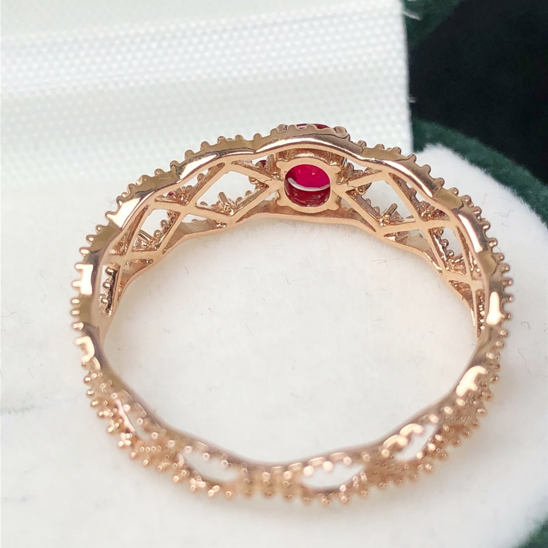 14k Gold 0.33 Ctw Natural Ruby & Diamond Ring - 5