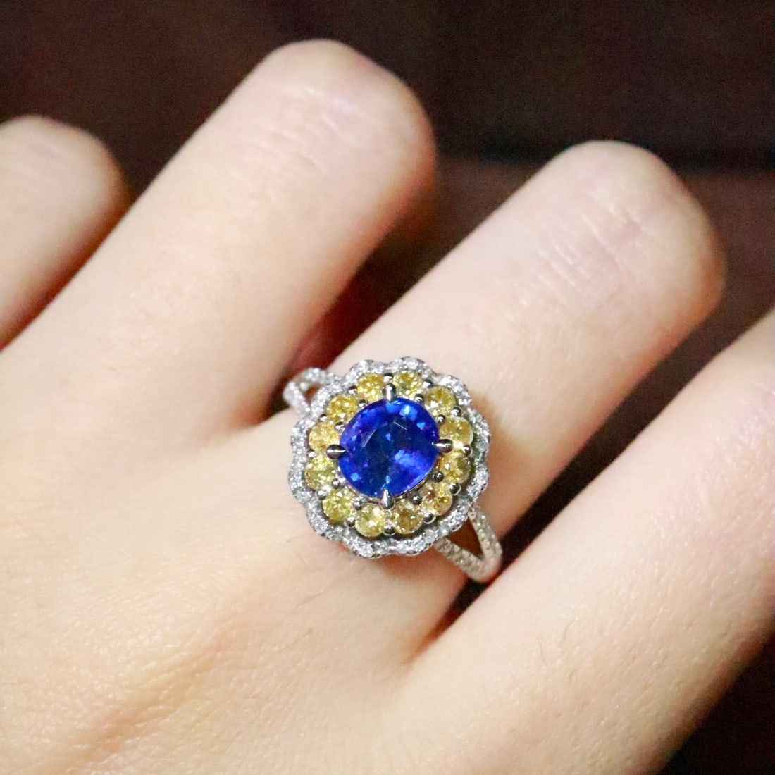14k Gold 2.08 Ctw Natural Sapphire & Diamond Ring - 5