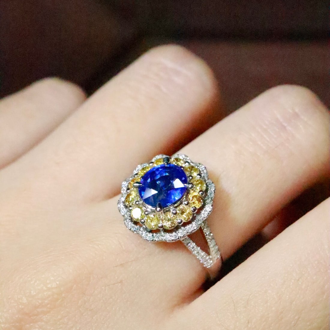 14k Gold 2.08 Ctw Natural Sapphire & Diamond Ring - 6