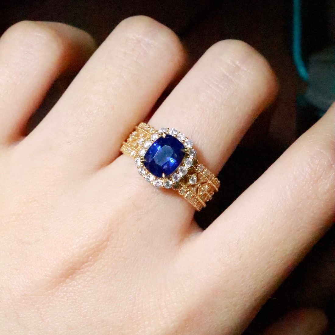 14k Gold 2.65 Ctw Natural Sapphire & Diamond Ring - 5