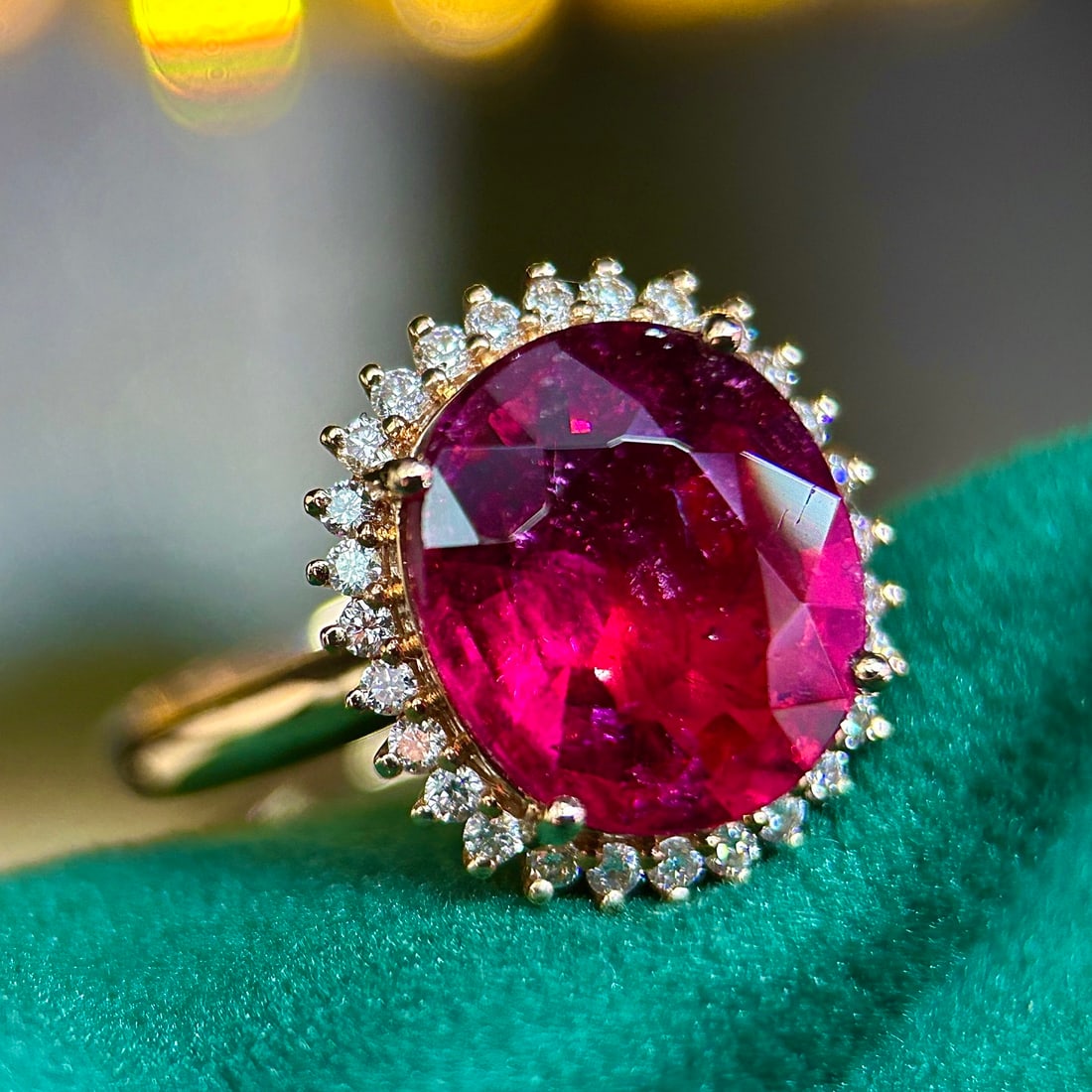 14k Gold 4.58 Ctw Natural Tourmaline & Diamond Ring - 2