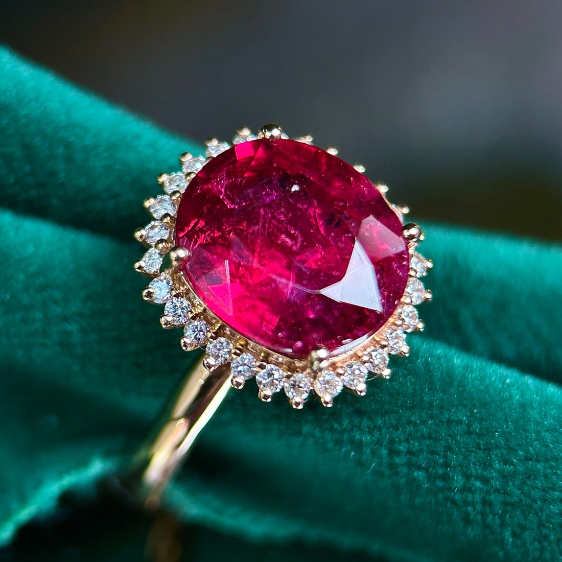 14k Gold 4.58 Ctw Natural Tourmaline & Diamond Ring - 4