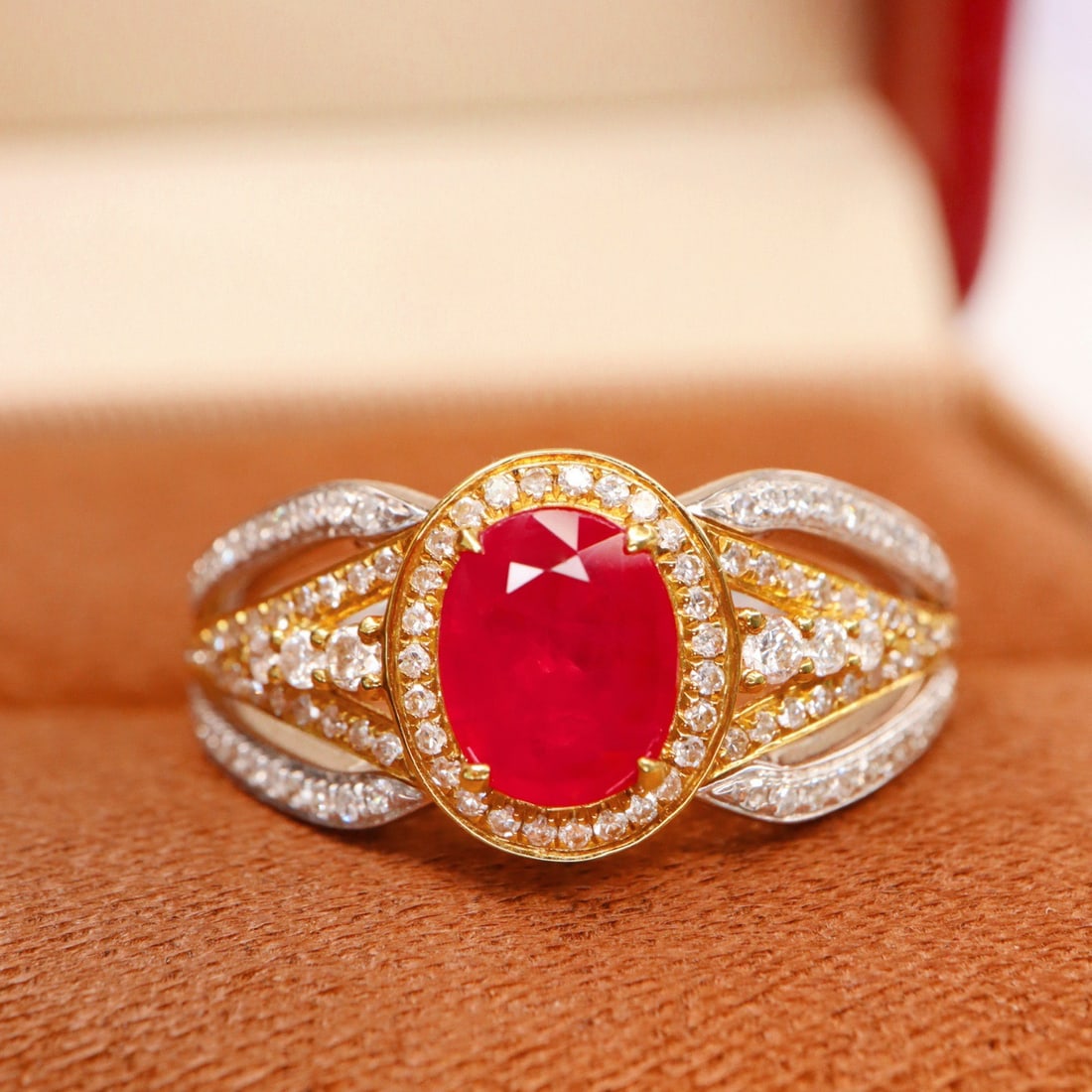 14k Gold 1.39 Ctw Natural Ruby & Diamond Ring - 2