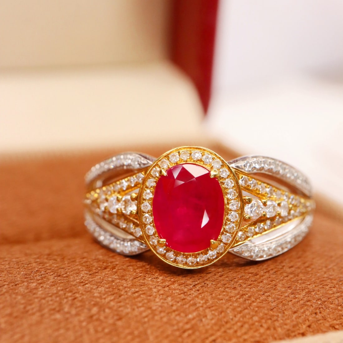 14k Gold 1.39 Ctw Natural Ruby & Diamond Ring - 3