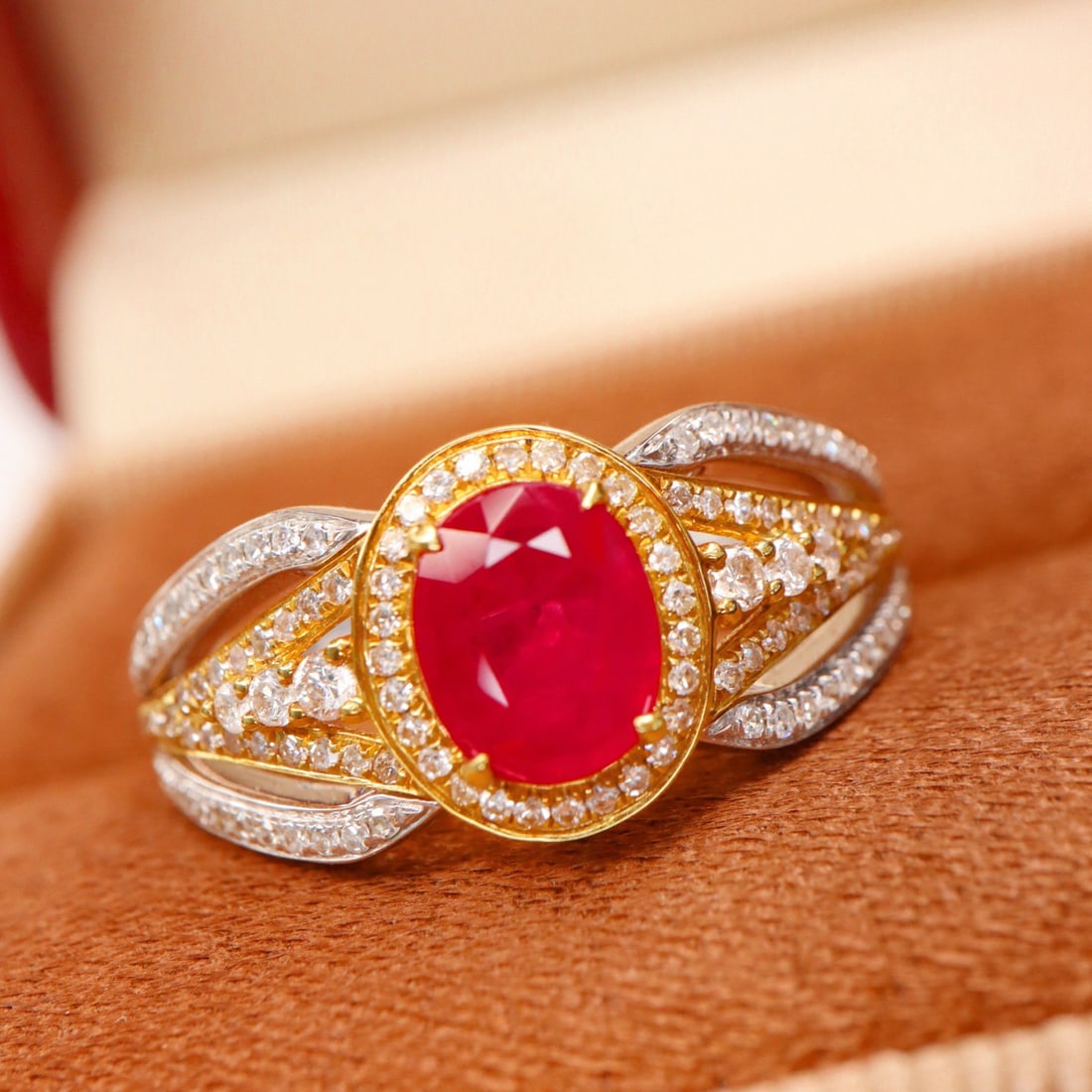 14k Gold 1.39 Ctw Natural Ruby & Diamond Ring - 4
