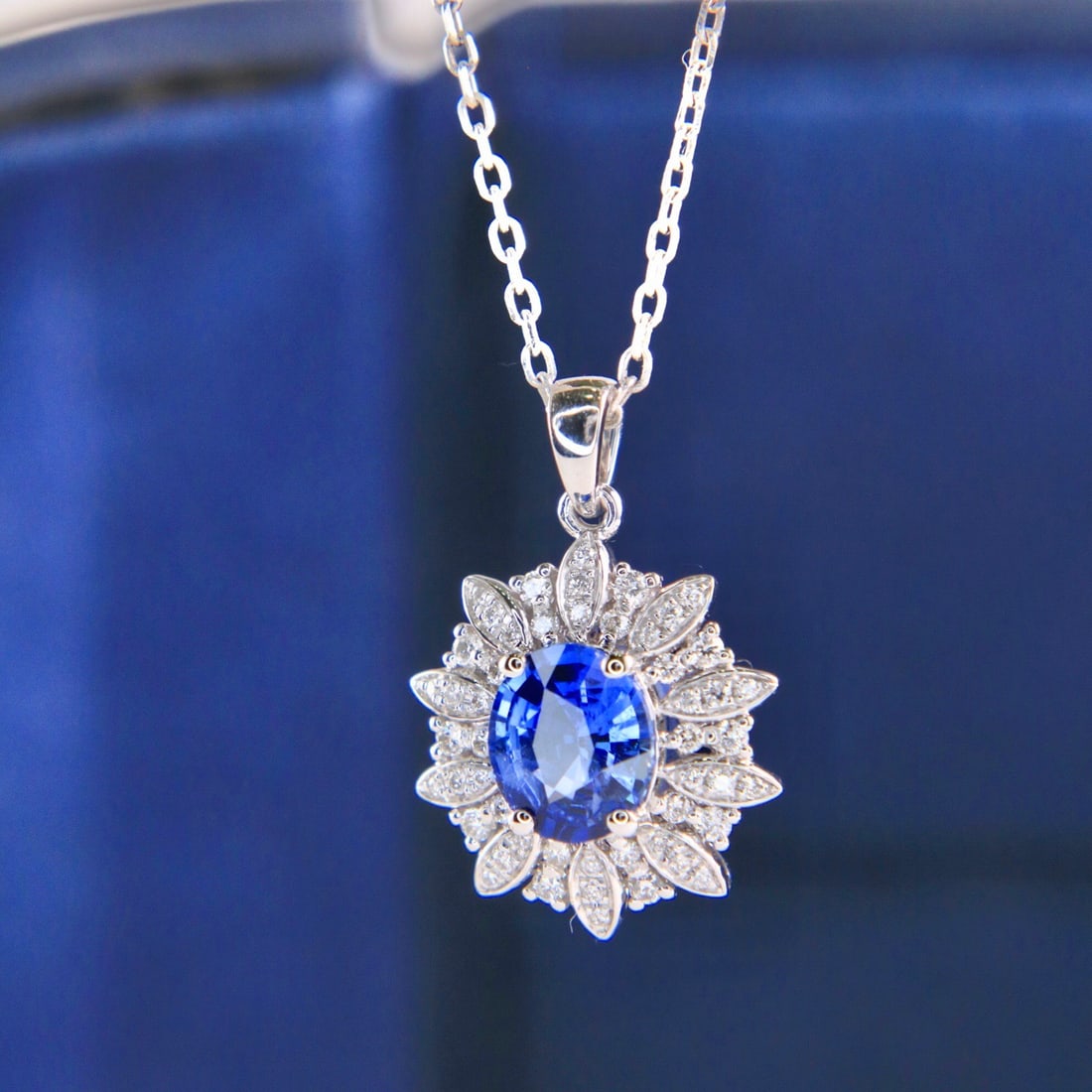 14k Gold 1.30 Ctw Natural Sapphire & Diamond Pendant( Without Chain ) - 5