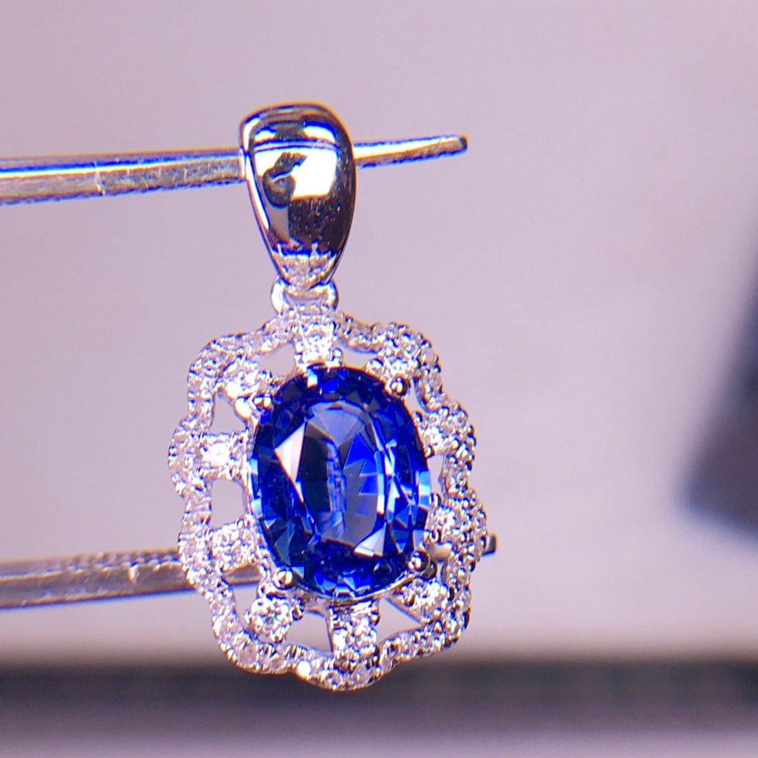 14k Gold 1.07 Ct Natural Sapphire & Diamond Pendant( Without Chain ) - 3