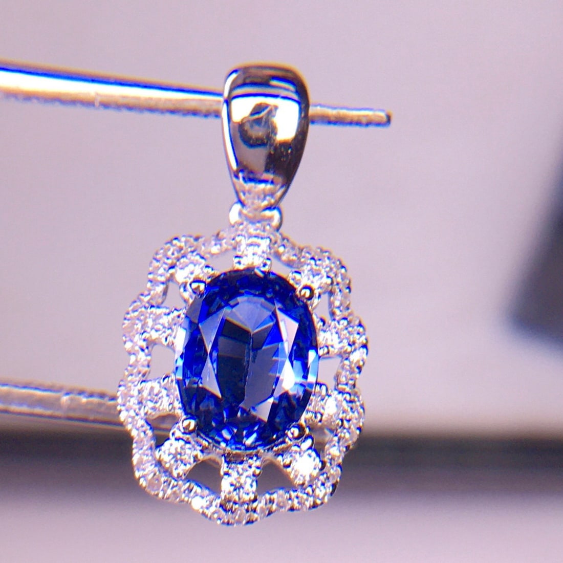 14k Gold 1.07 Ct Natural Sapphire & Diamond Pendant( Without Chain ) - 4