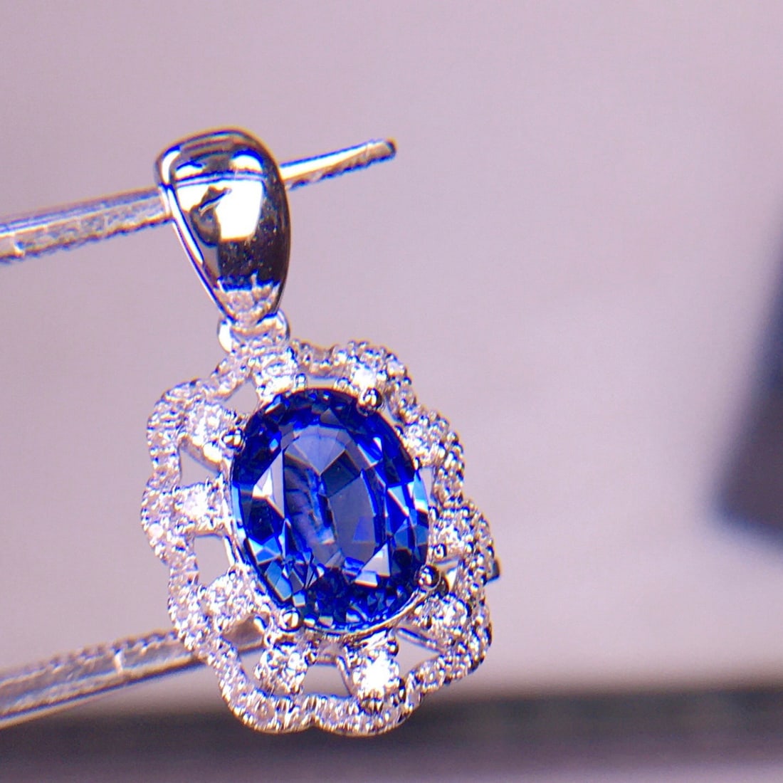 14k Gold 1.07 Ct Natural Sapphire & Diamond Pendant( Without Chain ) - 5