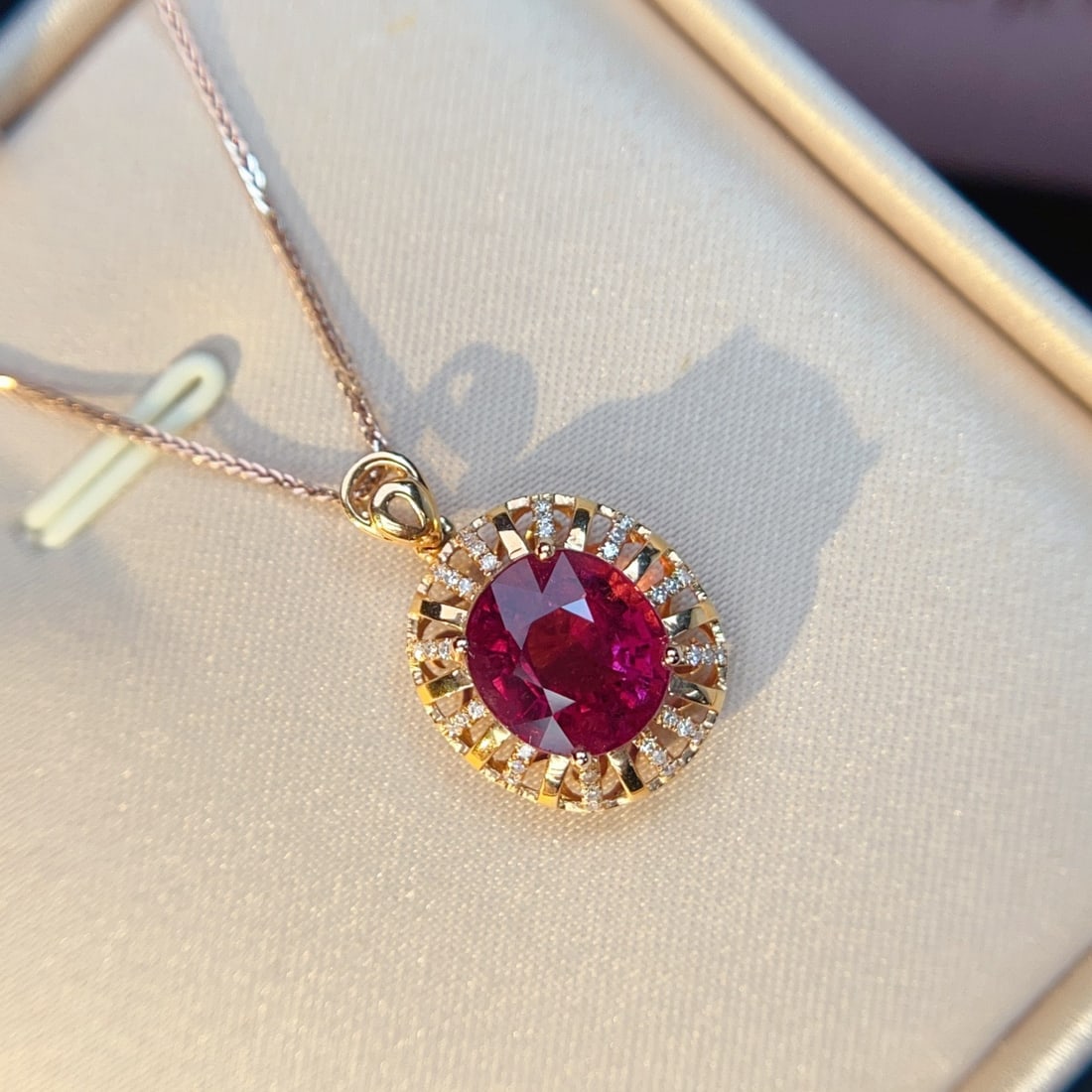 14k Gold 5.11 Ctw Natural Tourmaline & Diamond Pendant( Without Chain ) - 2