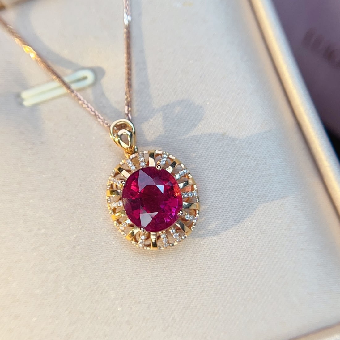 14k Gold 5.11 Ctw Natural Tourmaline & Diamond Pendant( Without Chain ) - 3