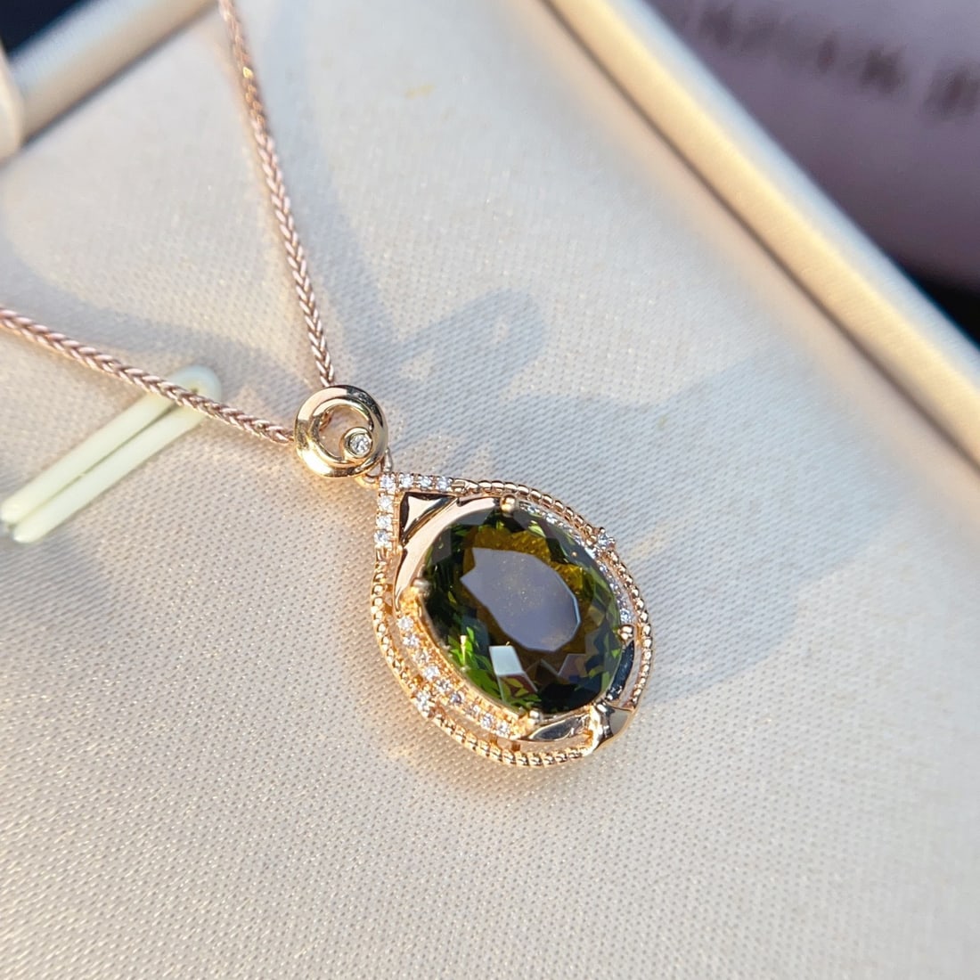 14k Gold 4.59 Ctw Natural Tourmaline & Diamond Pendant( Without Chain ) - 4
