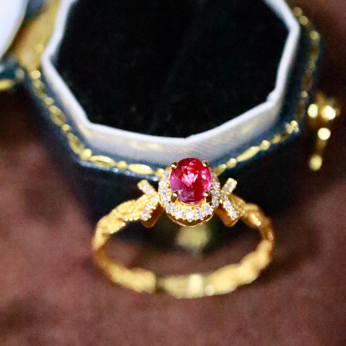 14k Gold 0.53 Ctw Natural Ruby & Diamond Ring - 3