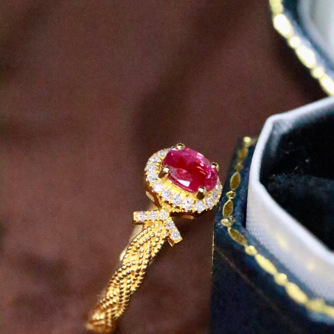 14k Gold 0.53 Ctw Natural Ruby & Diamond Ring - 4