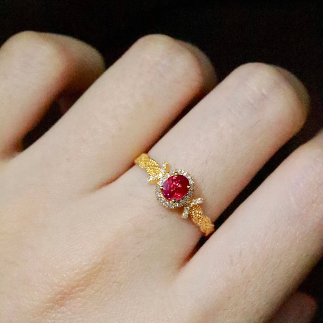 14k Gold 0.53 Ctw Natural Ruby & Diamond Ring - 5