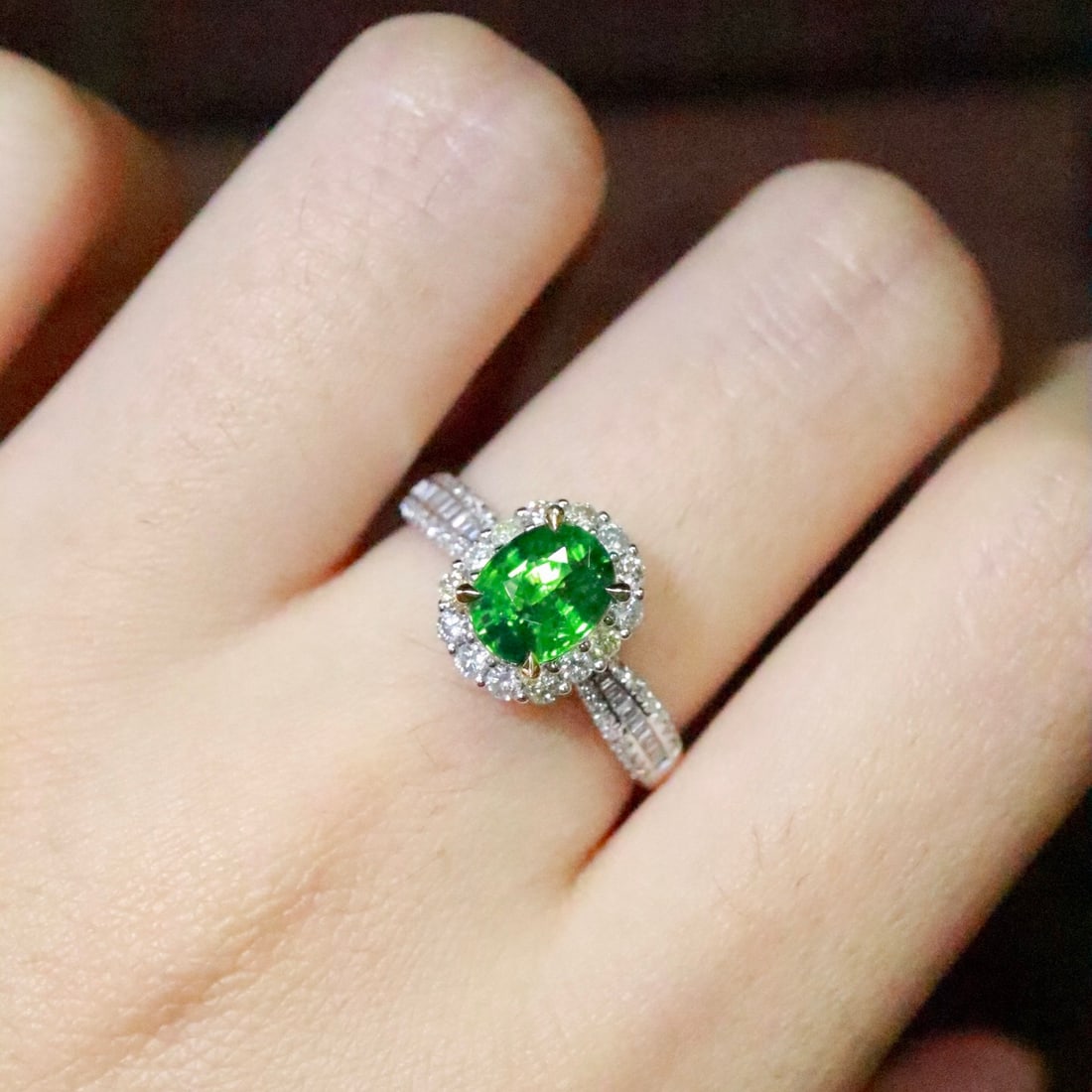 14k Gold 1.67 Ctw Natural Tsavorite & Diamond Ring - 5