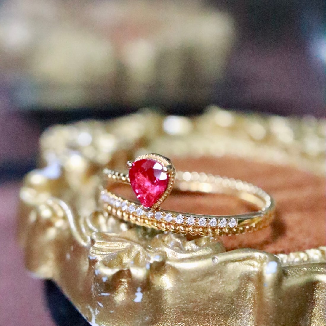 14k Gold 0.56 Ctw Natural Ruby & Diamond Ring - 2