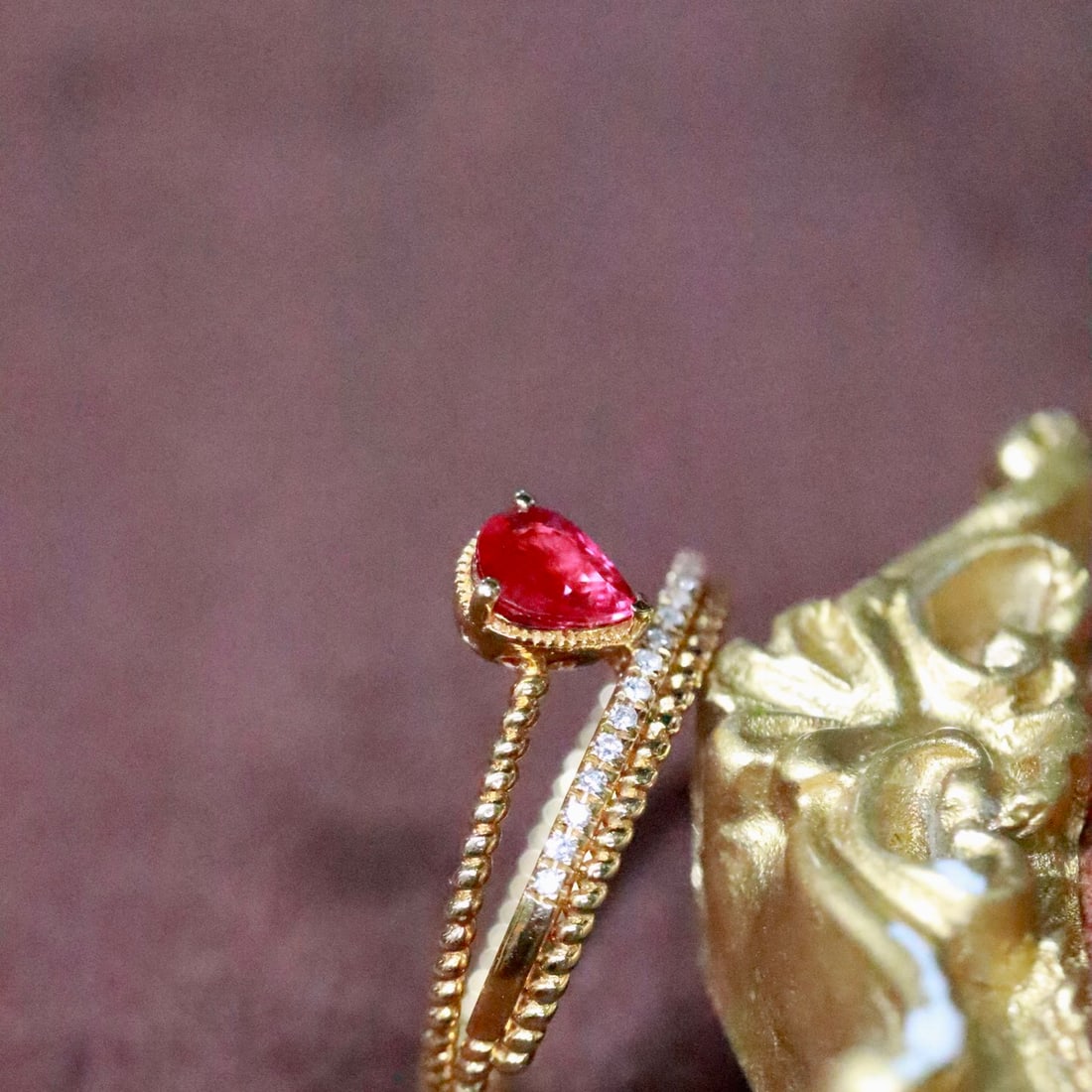 14k Gold 0.56 Ctw Natural Ruby & Diamond Ring - 3